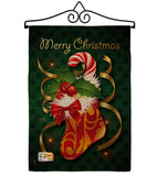 Xmas Stocking - Christmas Winter Vertical Impressions Decorative Flags HG114086 Made In USA