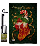 Xmas Stocking - Christmas Winter Vertical Impressions Decorative Flags HG114086 Made In USA