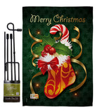 Xmas Stocking - Christmas Winter Vertical Impressions Decorative Flags HG114086 Made In USA