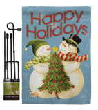 Happy Holidays Tree - Christmas Winter Vertical Impressions Decorative Flags HG114102 Made In USA