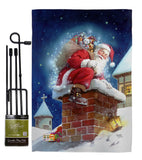 Chimney Santa - Christmas Winter Vertical Impressions Decorative Flags HG114106 Made In USA