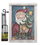 HoHoHo Santa Tree - Christmas Winter Vertical Impressions Decorative Flags HG114127 Made In USA