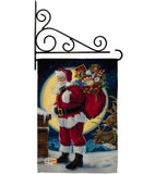 Moonlit Santa - Christmas Winter Vertical Impressions Decorative Flags HG114131 Made In USA