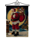 Moonlit Santa - Christmas Winter Vertical Impressions Decorative Flags HG114131 Made In USA