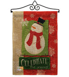 Celebrate the Season Snowman - Christmas Winter Vertical Impressions Decorative Flags HG114140 Made In USA