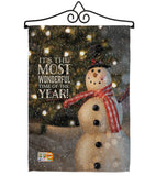 Most Wonderful Time Snowman - Christmas Winter Vertical Impressions Decorative Flags HG114142 Made In USA