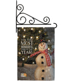 Most Wonderful Time Snowman - Christmas Winter Vertical Impressions Decorative Flags HG114142 Made In USA