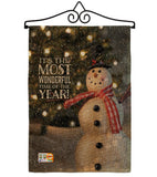 Most Wonderful Time Snowman - Christmas Winter Vertical Impressions Decorative Flags HG114142 Made In USA