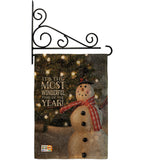 Most Wonderful Time Snowman - Christmas Winter Vertical Impressions Decorative Flags HG114142 Made In USA