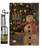 Most Wonderful Time Snowman - Christmas Winter Vertical Impressions Decorative Flags HG114142 Made In USA