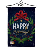 Happy Holidays Wreath - Christmas Winter Vertical Impressions Decorative Flags HG114149 Made In USA