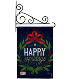 Happy Holidays Wreath - Christmas Winter Vertical Impressions Decorative Flags HG114149 Made In USA