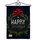 Happy Holidays Wreath - Christmas Winter Vertical Impressions Decorative Flags HG114149 Made In USA