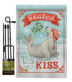 Sealed With A Kiss - Christmas Winter Vertical Impressions Decorative Flags HG114154 Made In USA