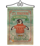 It's Penguining To Look - Christmas Winter Vertical Impressions Decorative Flags HG114157 Made In USA