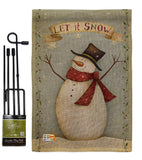 Let it Snow Happy Snowman - Christmas Winter Vertical Impressions Decorative Flags HG114175 Made In USA