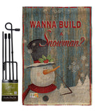 Build a Snowman - Christmas Winter Vertical Impressions Decorative Flags HG114176 Made In USA