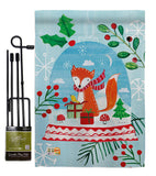 Snow Globe Fox - Christmas Winter Vertical Impressions Decorative Flags HG114203 Made In USA