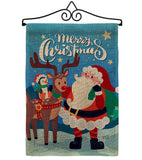 Santa with Friends - Christmas Winter Vertical Impressions Decorative Flags HG137312 Made In USA