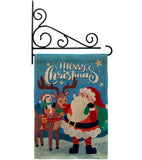 Santa with Friends - Christmas Winter Vertical Impressions Decorative Flags HG137312 Made In USA