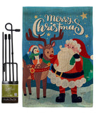 Santa with Friends - Christmas Winter Vertical Impressions Decorative Flags HG137312 Made In USA