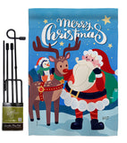 Santa with Friends - Christmas Winter Vertical Impressions Decorative Flags HG137312 Made In USA