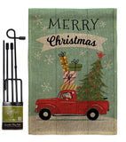 Santa Red Truck - Christmas Winter Vertical Impressions Decorative Flags HG137355 Made In USA