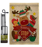 Santa Santa Stop Here - Christmas Winter Vertical Impressions Decorative Flags HG192052 Made In USA