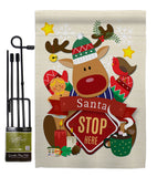 Santa Santa Stop Here - Christmas Winter Vertical Impressions Decorative Flags HG192052 Made In USA