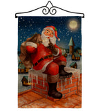 Down The Chimney - Christmas Winter Vertical Impressions Decorative Flags HG192282 Made In USA