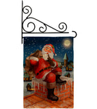 Down The Chimney - Christmas Winter Vertical Impressions Decorative Flags HG192282 Made In USA