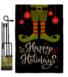 Elf Happy Holidays - Christmas Winter Vertical Impressions Decorative Flags HG192307 Made In USA