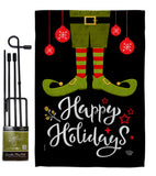 Elf Happy Holidays - Christmas Winter Vertical Impressions Decorative Flags HG192307 Made In USA