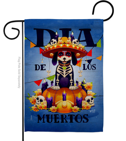 Día de Muertos Dog - Halloween Fall Vertical Impressions Decorative Flags HG130352 Made In USA