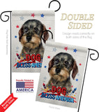 Patriotic Wire Haired Dachshund - Pets Nature Vertical Impressions Decorative Flags HG120135 Made In USA