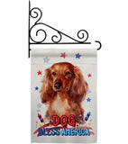 Patriotic Long Hair Dachshund - Pets Nature Vertical Impressions Decorative Flags HG120134 Made In USA