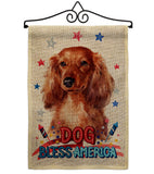 Patriotic Long Hair Dachshund - Pets Nature Vertical Impressions Decorative Flags HG120134 Made In USA