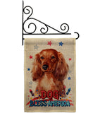 Patriotic Long Hair Dachshund - Pets Nature Vertical Impressions Decorative Flags HG120134 Made In USA