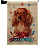 Patriotic Long Hair Dachshund - Pets Nature Vertical Impressions Decorative Flags HG120134 Made In USA