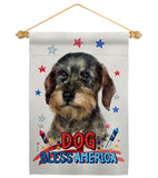 Patriotic Wire Haired Dachshund - Pets Nature Vertical Impressions Decorative Flags HG120135 Made In USA