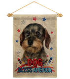 Patriotic Wire Haired Dachshund - Pets Nature Vertical Impressions Decorative Flags HG120135 Made In USA