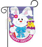 Bunny With Chick - Easter Spring Vertical Applique Decorative Flags HG103031