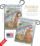 Bunnies With Umbrella - Easter Spring Vertical Impressions Decorative Flags HG103060 Made In USA