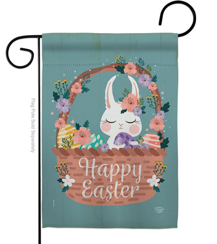 Bunny in Basket - Easter Spring Vertical Impressions Decorative Flags HG190060 Made In USA