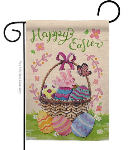 Happy Easter Colourful Basket Eggs - Easter Spring Vertical Impressions Decorative Flags HG192018 Made In USA