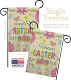 Happy Easter Colourful Flowers - Easter Spring Vertical Impressions Decorative Flags HG192021 Made In USA