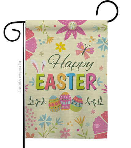 Happy Easter Colourful Flowers - Easter Spring Vertical Impressions Decorative Flags HG192021 Made In USA