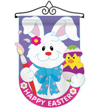 Bunny With Chick - Easter Spring Vertical Applique Decorative Flags HG103031