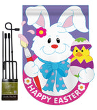 Bunny With Chick - Easter Spring Vertical Applique Decorative Flags HG103031