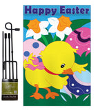 Easter Chick - Easter Spring Vertical Applique Decorative Flags HG103035